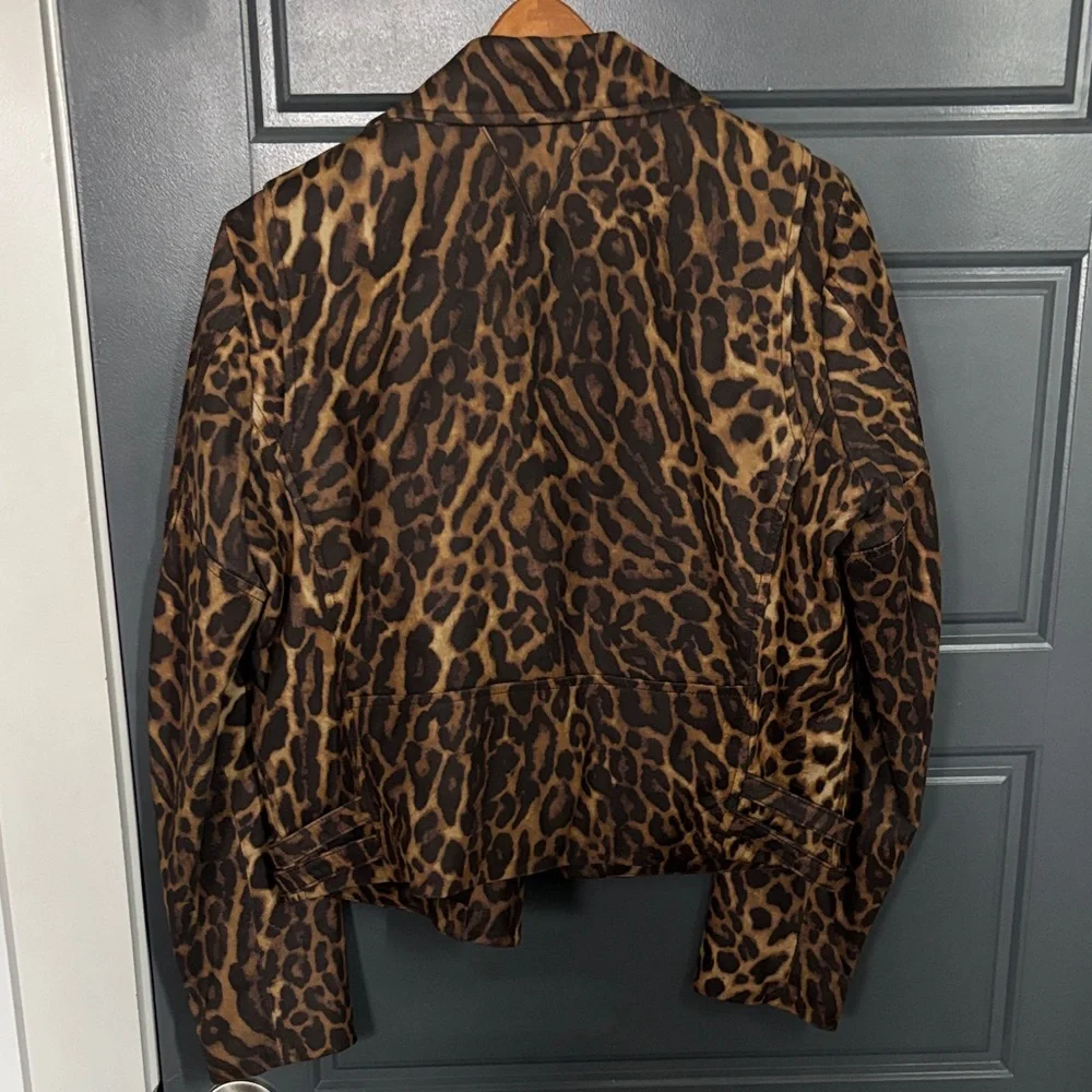 Veda Brown Leopard Leather Jacket - Picture 3 of 3